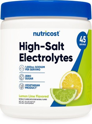 Nutricost High-Salt Electrolytes Powder (Lemon Lime) 45 Servings