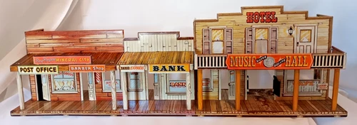 Vintage Marx Roy Rogers Mineral City Tin Litho Western Town *some rust*