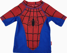 Disney Store Toddler Red Blue Short Sleeve Marvel Spider Man Swim Rash Guard 2