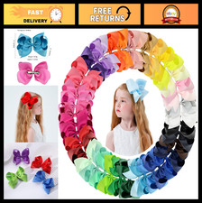 Big Hair Bows Clips for Girls - 6 Inch Colorful Hair Accessories for Kids