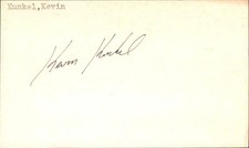 Kevin Kunkel Signed 3x5 Index Card Cut Muskies Autograph Den