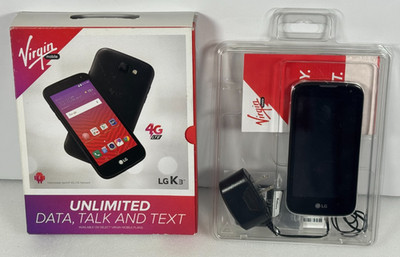 LG K3 4G LTE Android Smartphone 8GB Black Virgin Mobile NO SIM CARD - OPEN BOX
