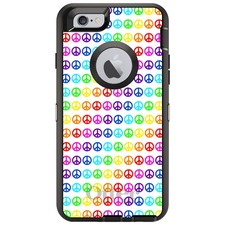OtterBox Defender for iPhone / Samsung Galaxy - White Rainbow Peace Signs