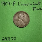 1909-P Lincoln Wheat Cent / Penny 1c Fine See Pictures