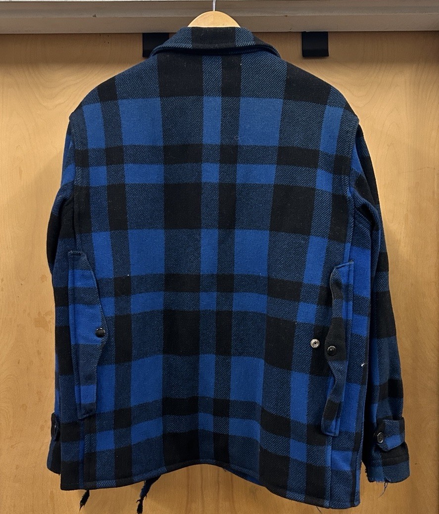 Vintage Black Bear Brand 1940s Blue Plaid Mackinaw Cruiser Jacket Distressed L image 2