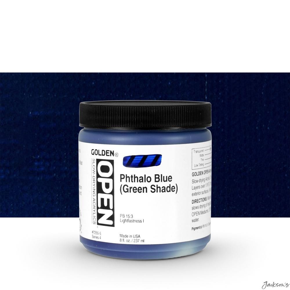 Golden Open Acrylic Paint Slow Drying 237ml 8oz Phthalo Blue Green Shade
