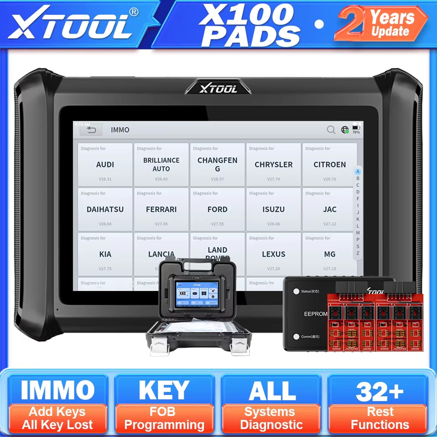 🔥XTOOL X100 PADS IMMO & Car Key Programming Scanner All System ...