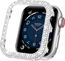 Full Bling Metal Case Cover for Apple Watch Series SE 6 5 44mm, Shiny & Durable