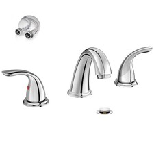 Chrome 8 Inch 3 Holes Widespread Bathroom Sink Faucet 3 Pieces 2 Handles Low-...