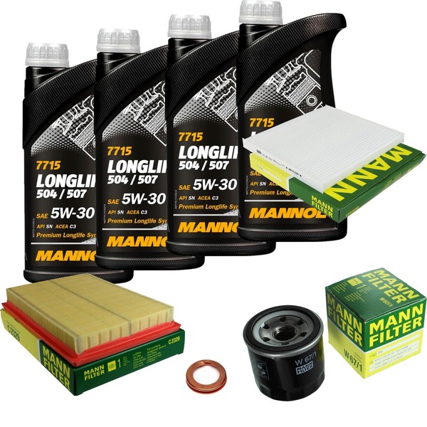Mann Inspektionspaket 4L Mannol Longlife 5W-30 FüR Nissan Micra IV 1.2 Note-image