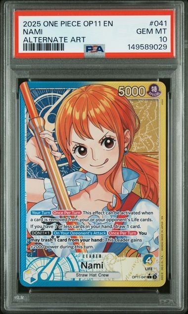 One Piece Nami OP11-A Fist of Divine Speed Alternate Art #041 PSA 10 Gem Mint