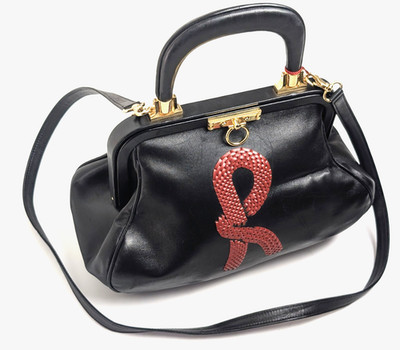 Vintage Roberta di Camerino Black Nappa Leather Frame Bag - Red Intreccio 'R'