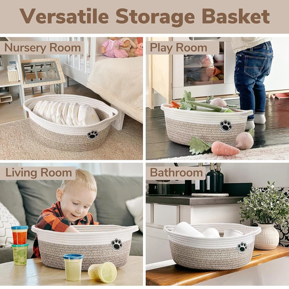 Cesta de juguetes para perros pequeña cesta de regalo para bebé, cestas de almacenamiento tejidas para perro gato, Nu Foto 4 de 4