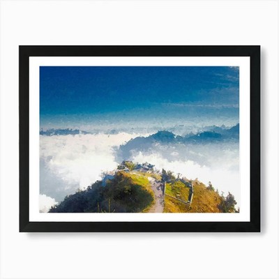 Über Wolken, Ölgemälde Kunstdruck gerahmt Wandbild Poster Leinwanddruck Bild