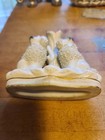 Staffordshire Spill Vase Poodles White Dogs Pair Antique Confetti — photo 3
