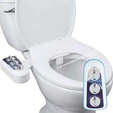 Bidet Attachment for Toilet with Self Cleaning Dual Nozzle, Hot and Cold Wate...