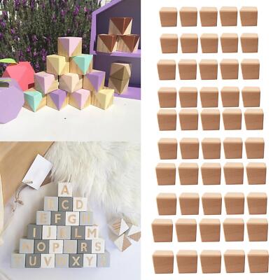 10 Stück Holzwürfel, unfertige leere Blöcke für kreatives Malen Dekorieren,
