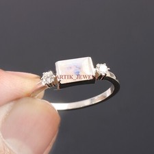 Natural Rainbow Moonstone with 925 Sterling Silver Ring for Women's 3367