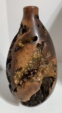 Beautiful Vintage Turned Burl Wood Art Vase Bud Vase Live Edge