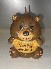 Vintage Russ Berrie  Co. Teddy Bear Candle Wearing I Love You This Much Shirt