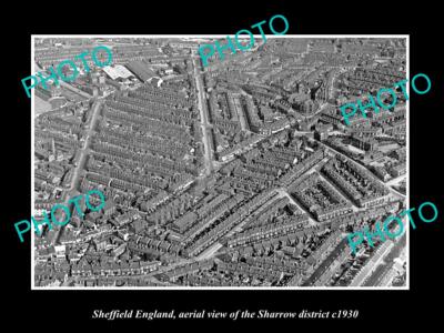 OLD 8x6 HISTORIC PHOTO SHEFFIELD ENGLAND AERIAL VIEW SHARROW DISTRICT c1930