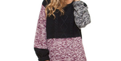 Insight Eternal Cable Colour Block Knit Sweater (2) Potion