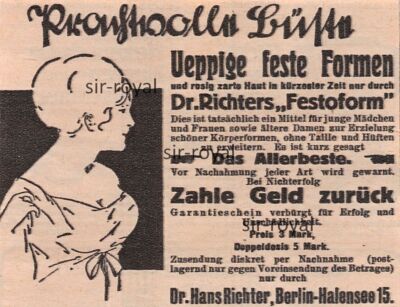 Dr. Richter's Festoform - Richter Berlin - 1918 - Historical Advertising ~10x7cm