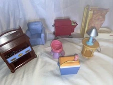 Fisher-Price Dollhouse Furniture Cooler Chair Bathroom Other Pieces Used Vtg
