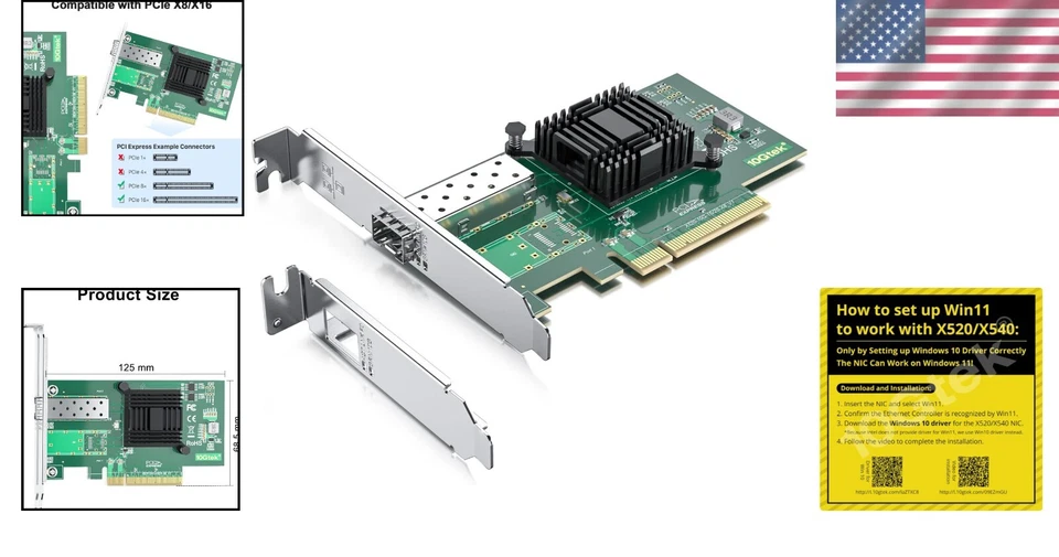 Professional-Grade 10Gb PCI-E NIC Card - Intel 82599EN, Supports Multiple OS - Image 2 of 4