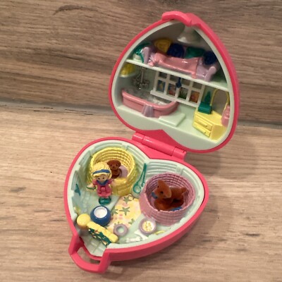 Vintage Polly Pocket Precious Puppies 1993 Bluebird Polly & 2 Hunde Komplettsatz