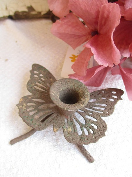 Kerzenhalter Schmetterling Clayre & Eef Shabby Vintage Nostalgie Eisen Metall-image