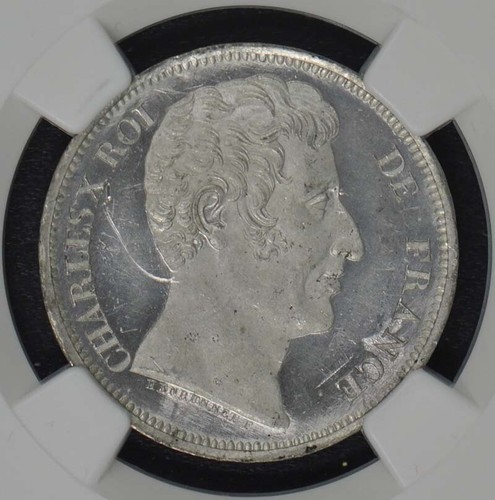 1824 ESSAI FRANCE 40F Maz-854 NGC Unc Details White Metal Obv. Plaque - Picture 3 of 3