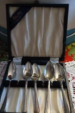 Vtg William Adams (5) SHEFFIELD ENGLAND Grapefruit Spoon Set Silver Plate EPNS