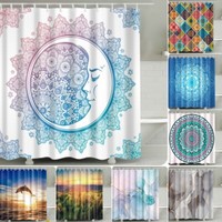 Bathroom Shower Curtain Polyester Fabric Modern Designer Washable With 12 Hook