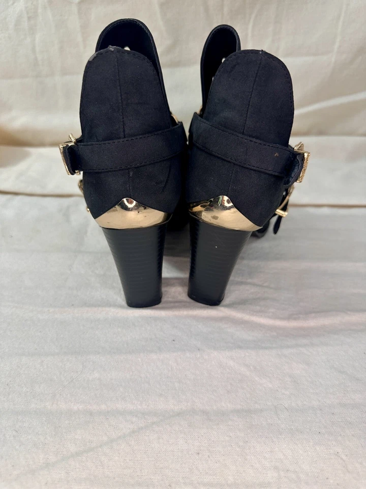 NEW Black Suede Studded Heels Size 11 – 3.75" Western Gothic Bootie Style - Image 4 of 4