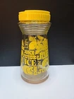 Vintage Glass Juice Carafe Pitcher with Pour Lid Lemon Yellow Design 24 oz MCM