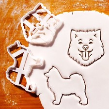 Set of 2 Samoyed Cookie Cutters - Siberian arctic herding dog birthday treats