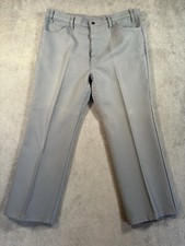 VINTAGE LEVIS Slacks Pants Mens 38x29 Gray Polyester Trousers USA Made 80s