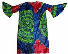 African Wax Fabric Handmade Batik Duster Coverup Kimono Colorful Boho Hippie