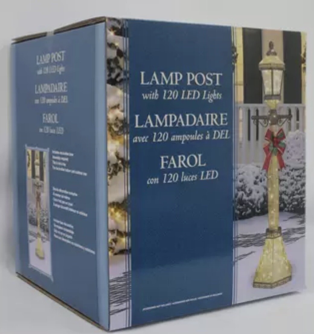 6ft (1.8m) Christmas Street Lamp & Bow with 120 LED Lights eBay