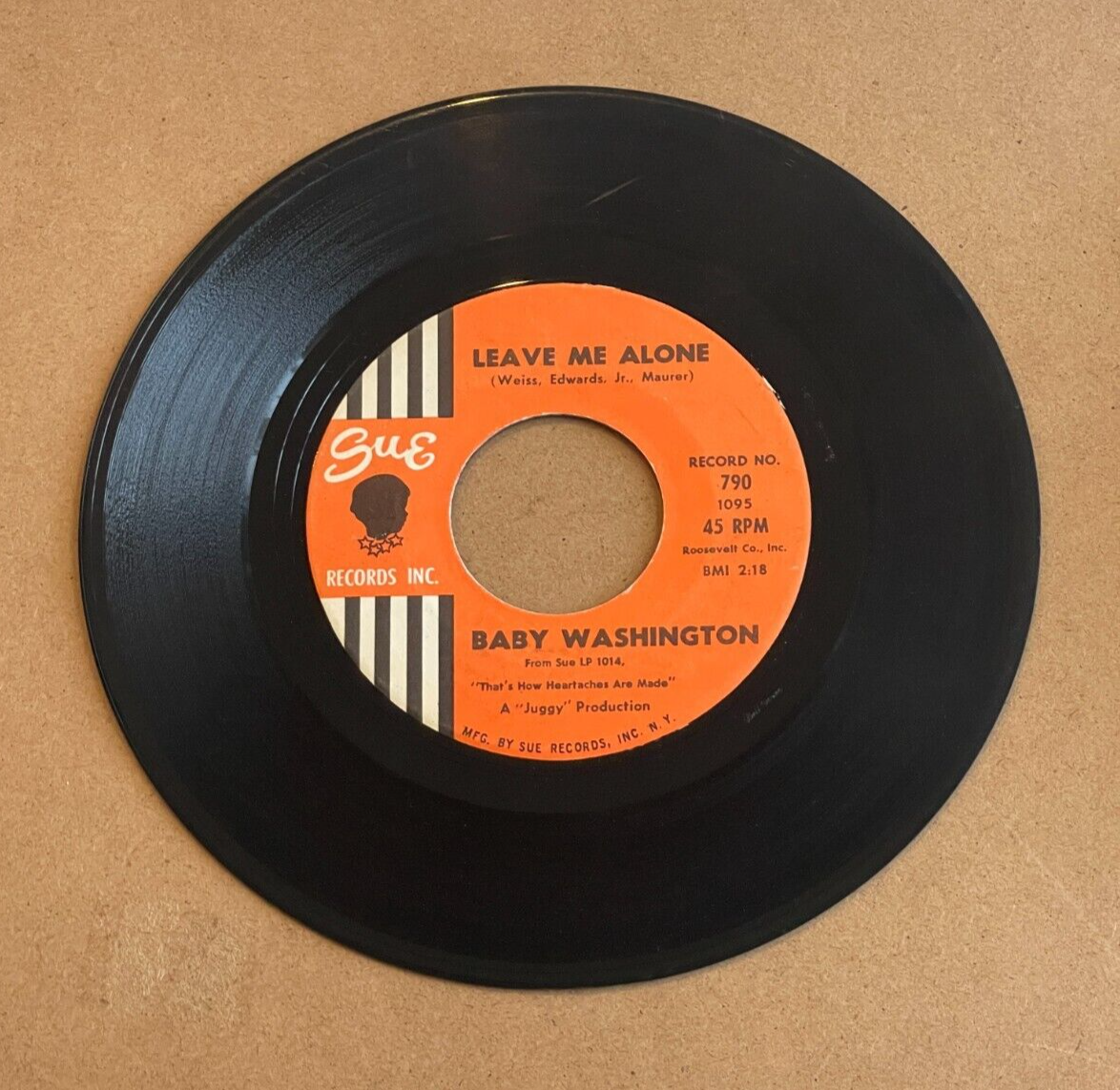 BABY WASHINGTON LEAVE ME ALONE/YOU AND THE NIGHT SUE 45 790