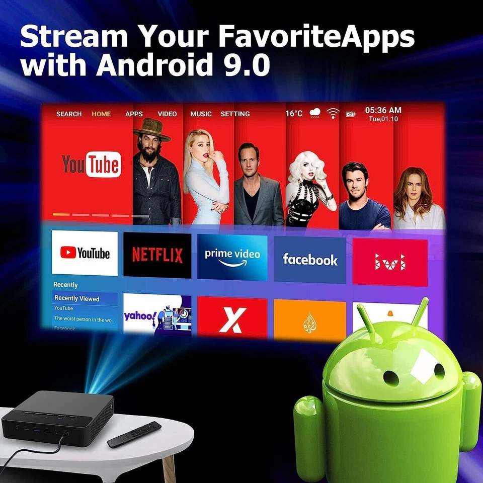 1080p Android Smart Projector Wifi 150 Ansi Lumens 4K Supported - Image 2 of 4