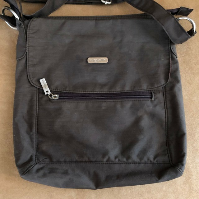 Baggallini brown Cross body travel bag purse airline strap nylon multi