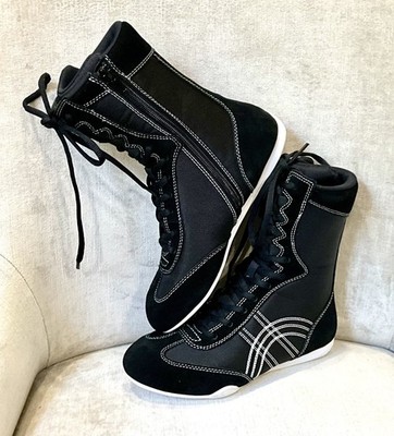 Free People Jeffrey Campbell In The Ring Boxing Boot Black Suede Mesh 36/6 NEW