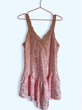 Vintage Victoria's Secret Pink Floral Satin Lace Full Slip Women's Size M