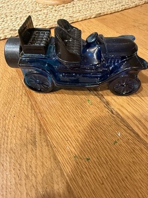 Vintage Avon Stanley Steamer  Wild Country After Shave Decanter Blue Glass Empty