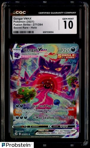 2021 Pokemon Fusion Strike Secret Rare #271 Gengar VMAX CGC 10 GEM MINT
