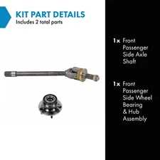 TRQ Wheel Hub & Bearing Axle Shaft Front RH RF Kit Set for 94-97 Ram 1500 2500