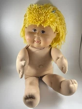 Cabbage Patch Kids Vintage Doll Blonde Yellow Hair Brown Eyes W/O Clothes Cute