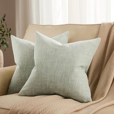 Rustic Cotton Linen Throw Pillow Covers Set of 2, 20" x 20" Pack of 2 Green